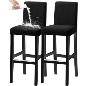 Bar Chair Stool Covers, Stretch Removable Washable Chair Slipcover for Short Swivel Dinning Chair Back Chair Bar Stool Chair (Beige,Set of 2)