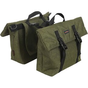 TOURBON Nylon Double Pannier Shoulder Bags Bicycle Rear Rack Trunk Motorcycle Tail Seat Bag - Brown