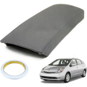 AUTOKAY Leather Console Lid Armrest Cover Skin Fits for Toyota Prius 2004-2009 - Gray