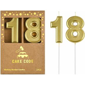2.76 Inch Roma Gold 2 Number Birthday Candles, Gold Number Candles, Cake Number Candles, Party Celebration