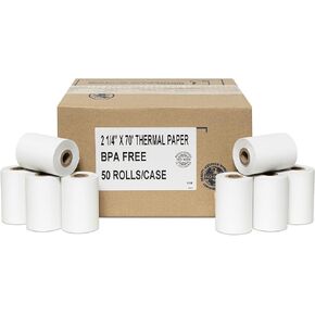 50 Rolls of Thermal Paper 2 1/4'' by 70' Verifone VX520 First Data FD400 Nurit 8000 8020 STP103 (48gm)