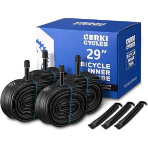 4 Pack 29 Inch Mountain Bike Tube 29 x 1.75 1.95 2.0 2.1 2.125 2.2 2.25 2.3 2.35 2.4 Presta Valve 48mm / Schrader Valve 32mm, Butyl Rubber Bike Inner Tube