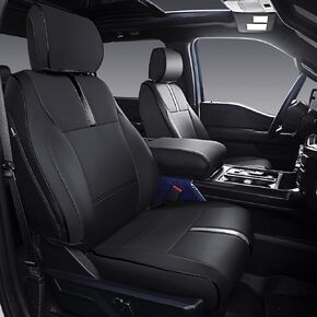 PTYYDS Seat Covers Compatible with 2021-2023 Ford F150 Seat Covers Full Set Seat Protector Replacement for 2021-2023 F150 1st Row Bucket Seat Super Crew/Crew Cab(XL,XLT) Accessories (Black+Brown)