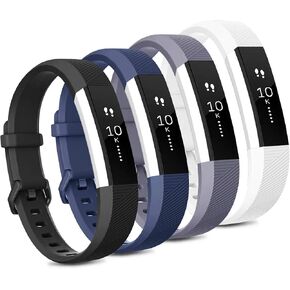 Tobfit 4 Pack Bands Compatible with Fitbit Alta/Alta HR Bands, Soft Sport Silicone Replacement Wristbands for Women Men (Small, Black/Champagne Gold/Rose Gold/Gray) in Saudi Arabia