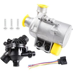 11517563183 11517586925 Electric Engine Water Pump and Thermostat w/Bolt Compatible with BMW X3 Z4 X5 E90 328i 323i 128i 528i OE# 11517586924 11517546994 11517521584