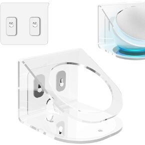 Geekria Acrylic Wall Mount Compatible with Echo Dot 4th, 5th Gen with an LED Clock and Alexa, All-New 2022 Echo Dot 5th Gen Smart Speaker, Speaker Stand Stable Guard Holder (Clear)