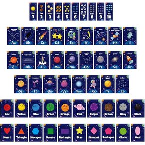 Harloon 56 Pcs Outer Space Alphabet Number Bulletin Board Galaxy Letters Classroom Decorations Space ABC Number Lines for Classroom Wall Educational Cards for Teacher Kids Preschool Kindergarten