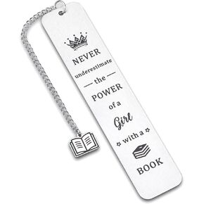 Bookmark for Women Teen Girls Inspirational Gifts for Book Lover Friends Graduation Birthday Gift for Students Female Inspirational Reader Gifts Never Underestimate The Power of A Girl with A Book