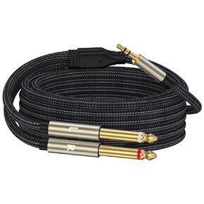 ZTOXLR3.5mm 1/8 TRS to Dual 6.35mm 1/4 TS Mono Breakout Cable Y Splitter Stereo Cord Adapter Compatible with iPhone, iPod, Computer Sound Card, CD Player, Multimedia Home Stereo System (2, 3.3FT)