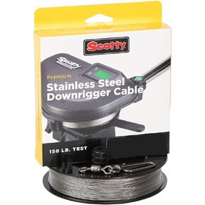 Scotty #1000K Premium Stainless Steel Replacement Downrigger Cable with Kit (200 Feet),BLACK,Small