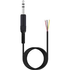 (6 ft Replacement 6.35mm Male Plug to Bare Wire Open End TRS 3 Pole Stereo 1/4" 6.35mm Plug Jack Connector Audio Cable for Microphone Speaker Cable Repair