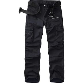 Hiking Pants Women Relaxed Fit Cargo Pants Casual Work Pants with Zipper Pockets No Belt,8611 Black 18