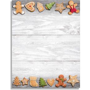 Holiday Cookies Christmas Stationery Paper - 50 Sheets Letterhead for Winter & Holiday Events
