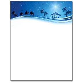 3 Wise Men Christmas Holiday Stationery - 80 Sheets Religious Paper