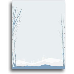 Blue Birch Trees Holiday Stationery Paper - 80 Sheets