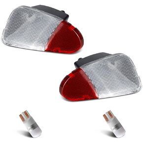 HERCOO LED Door Panel Light Interior Door Courtesy Lights Lens Cover Lamp Housing White Blubs Assambly Compatible with Ford F150 1997-2003 F-250 1997-1999, Pack of 2