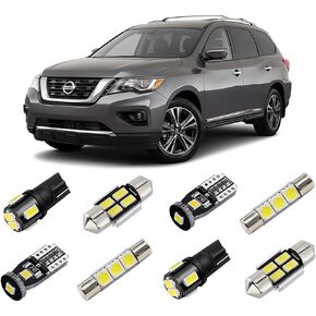 White Interior LED Lights Kit for Nissan Pathfinder 2013 2014 2015 2016 2017 2018 2019 2020 Super Bright 6000K Interior LED Bulbs Package + License Plate Lights and Install Tool