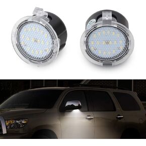 Gempro LED Side Mirror Lights Puddle Lamp Assembly for 2007-2019 Toyota Tundra, 2008-2019 Toyota Sequoia, 6000K White