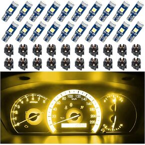 20 Pcs T5 LED Lights for Car Dashboard, High Light Bulb 3030-3SMD Replacement with Twist Lock Socket, Super Bright Light for Instrument Cluster Dashboard Panel Gauge Indicator（Blue）
