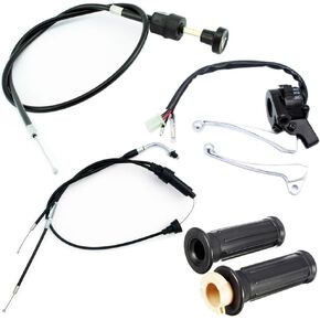 PW50 Throttle Housing Start Switch Choke Cable Handlebar Accelerator Twist Grip Compatible with Yamaha PY50 Peewee Y-Zinger Dirt Bike Control Left Right Brake Lever