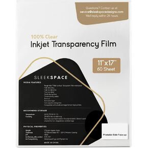 Transparency Film for Inkjet Printers | 100% Clear, Non-waterproof, Anti-curl | High Ink Density, Quick Dry Ink | For OHP, Presentations, Crafts, Labels, Stickers | 170g psm
