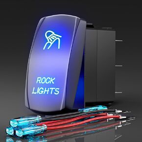 Rock Lights Rocker Switch 5Pin Laser On/Off LED Light 20A/12V 10A/24V Switch Jumper Wires Set for Jeep Boat Trucks