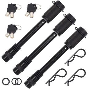 79833 Keyed Alike 5/8" Trailer Hitch Lock with Extra Long 4-1/2" Span, Double Safety Tow Hitch Locking Pin for 3" Receivers and Adjustable Channel Mounts, 3-Pack