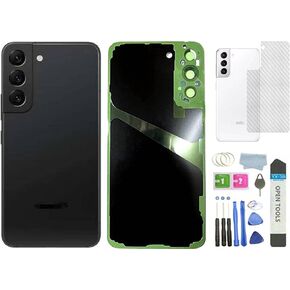 Galaxy S22 Plus Back Glass Replacement for Samsung Galaxy S22+ Plus Back Cover Glass with Pre-Installed Tape and Camera Lens +Rear Protective Film +Tools (Black)