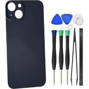 Back Glass for iPhone 13 A2633 A2482 A2631 Replacement with Pre Cut Adhesive - 6.1" Black