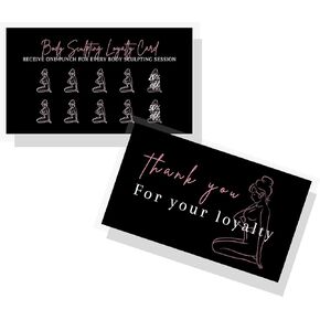 Body Sculpting Loyalty Discount Cards,100 Pack,2x3.5inch inch Business Card Size,Black with Rosey Pink Design