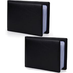 2Pcs PU leather Business Card Book Holder Professional Name Card Credit Cards Holder Portable Business Card Binder File Sleeve Storage Card Organizer for Men and Women, 40 Cards Capacity per Book