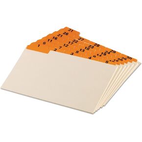 Oxford 05832 Laminated Tab Index Card Guides, Daily, 1/5 Tab, Manila, 5 x 8, 31/Set