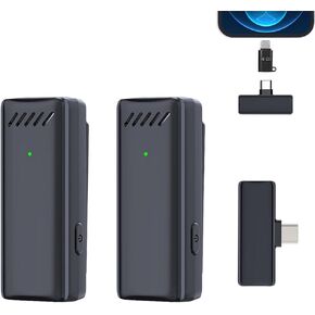 Wireless Lavalier Microphone,Lavalier Microphone for iPhone Android,2 Pack Professional Lapel Micophone Wireless for Interview Video Podcast Vlog YouTube S12