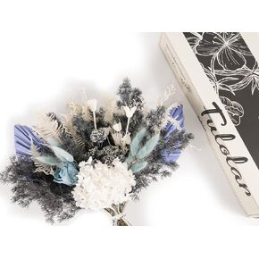 Natural Dried Flower Bouquet, Real Flower Arrangements Preserved Flowers Mix Bouquet, Varieties Flowers for Vase, Floral Arrangement for Home Wedding Decor Blue