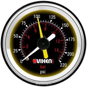 مقياس ضغط الهواء Vixen Air 2 بوصة بإبرة مزدوجة مع ضوء خلفي 220 رطل لكل بوصة مربعة أسود VXA7222LB