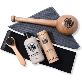 Ultimate Softball Glove Break in Kit - Includes Softball Glove Mallet, Glove Oil, Conditioner, Glove Wrap, Brush, and Microfiber Cloth - Softball-Sized Mallet Designed for Softball Gloves