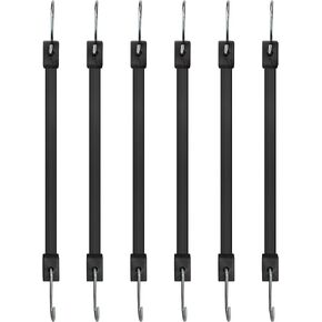 Rubber Bungee Cords with Hooks, 9 Inch Bungee Cords Heavy Duty Outdoor, Flat Bungee Straps with S Hooks 100% EPDM Rubber Straps Tie Down for Cargo, Tarps Covers, Van, Motorcycle, Truck (6 Pack)