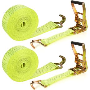 2 Pack 2 Inch Ratchet Straps Heavy Duty 20ft Tie Down Straps Ratchet with Double J Hook, 8000 LBS Break Strength, Cargo Ratchet Straps for Truck, Trailers, Motorcycles, Kayaks, Car Roof