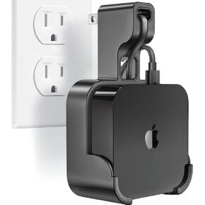 volport Wall Mount for Apple TV: Holder Bracket for Apple TV 4k 3rd Generation - Outlet Hanger Stand for Apple-TV 4k+ Gen 3 Built-in Cable Management, Hide & Store Messy Wires, Black