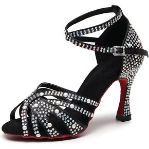 Ballroom Dance Shoes Women’s Rhinestone Salsa Latin Bachata Practice Performance Dancing Shoes