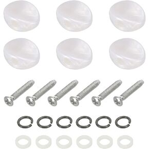 PATIKIL Guitar Tuning Peg Button Machine Head Oval and Concave Acrylic Buttons White for Electric/Folk/Acoustic Guitars with 6 Screws 12 Ferrules