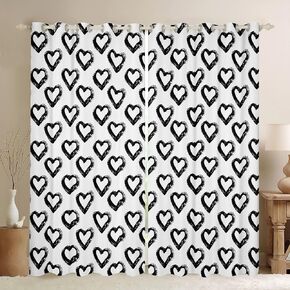 jejeloiu White and Red Darkening Dreapes Geometric Strip Lines Curtains for Bedroom Living Room Kids Geometry Blackout Curtains (2 Panels, 42 x 84 Inch) Modern Gradient Red and Black Window Treatments