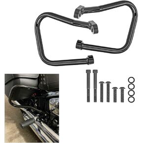WSays Rear Saddlebag Guard Crash Bar Gloss Black Compatible with 2018-Up Harley Softail Heritage Classic FLHC FLHCS