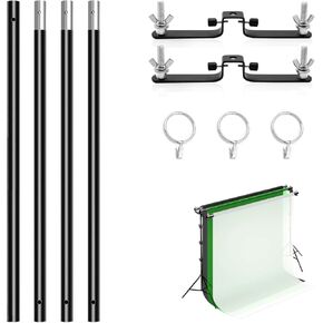118" / 3m Background Folding Crossbar, Photography Lighting Muslin Backdrop Support Crossbar, 2 x 3m Crossbar, 2 x Mount,6 x Clip