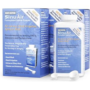 SinuAir Sinus Rinse Salt Solution - Saline Powder for SinuPulse System, Neti Pot Flush, Nasal Wash Squeeze Bottle, & Nose Irrigation, Enhanced Formulation & Cleaning for Sinuses, 300g Bottle (3-Pack)