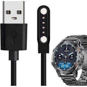 Compatible with K52 Smartwatch Charger, Lamshaw 100cm Magnetic USB Charging Cable Replacement Charger Cable Compatible with LIGE K52/SUNKTA K52/Linwear K52/EIGIIS K52 Smart Watch (White+Black)