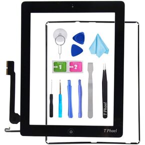 White Screen Replacement for iPad 4 A1458 A1459 A1460,iPad4 Touch Screen Digitizer Front Glass Assembly -Includes Home Button +Camera Holder+ PreInstalled Adhesive +Tools Kit