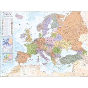 Europe Political Wall Map - 53" x 39.5" Matte Plastic