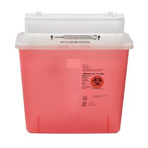 Covidien 8507SA SharpSafety Container with Counterbalance Lid, 5 quart Capacity, Transparent Red (20 Count)