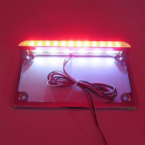 HTTMT - للدراجات النارية العالمية مقاس 7 بوصات × 4 بوصات حامل إطار لوحة الترخيص المسطح مع شريط LED 6 بوصات كروم [P/N: MT294-002-CD] in Saudi Arabia